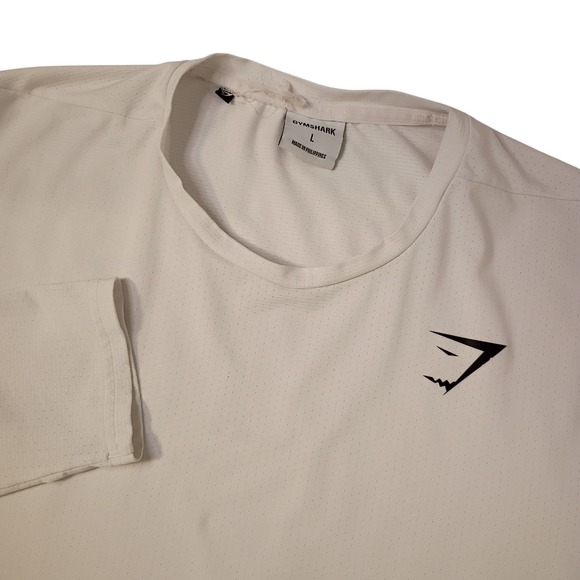Gymshark Shirt Mens Large White Athletic Workout Casual Pullover All Over Mesh - Picture 1 of 10